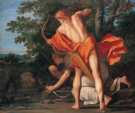 Apollo and Diana kill Python, by Marcantonio Franceschini