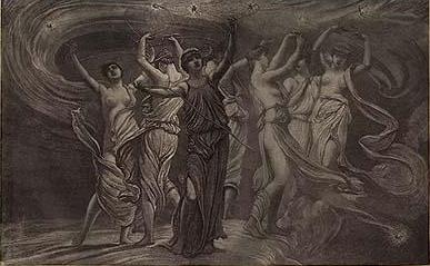 F. E. Fillebrown engraving of The Dance of the Pleiades, by Elihu Vedder